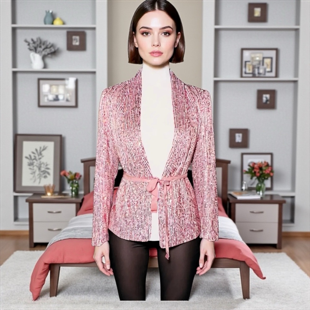 Ann Taylor Loft Rose Gold Sequin Blazer NWT Size 0